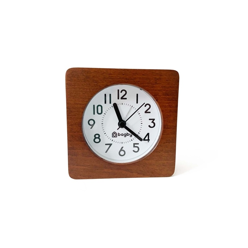 Silent Alarm Clocks Analog Beech Solid Wood Quartz Tabletop Clock with Alarm