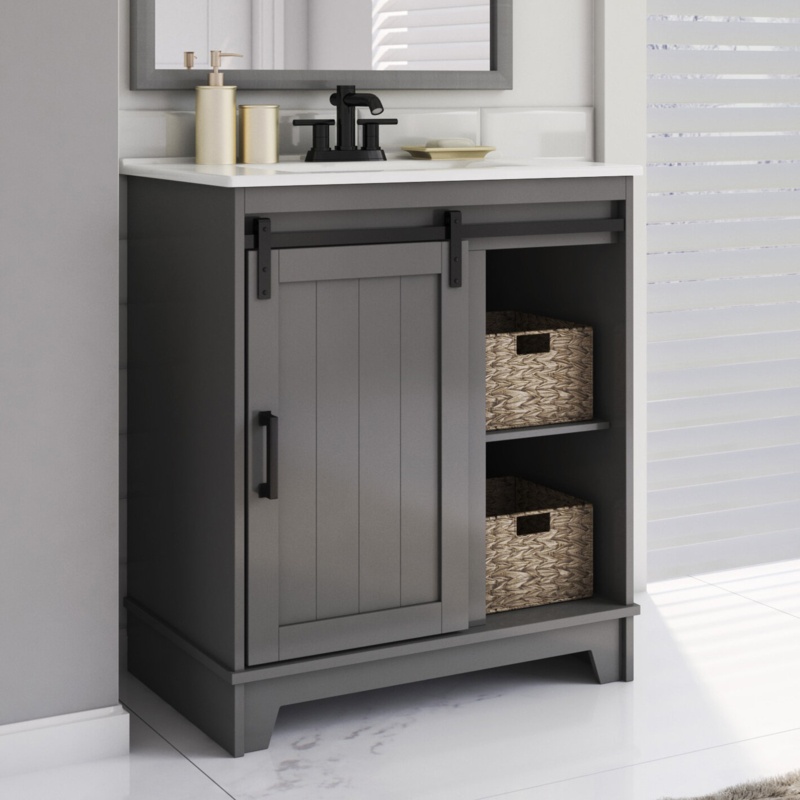 Sofia 29.88'' Free Standing Single Bathroom Vanity with Vitreous China Top