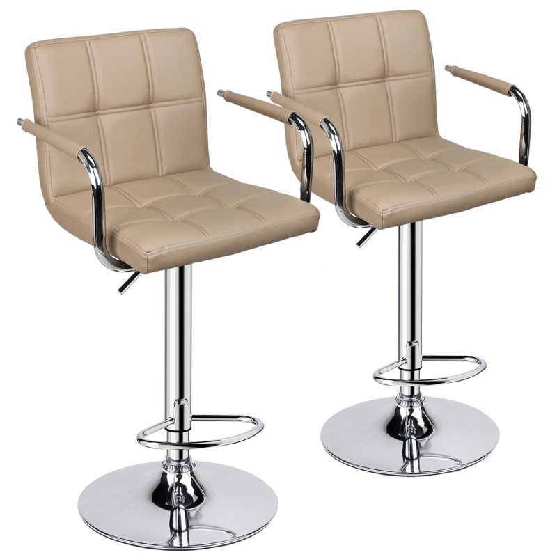 Square Back Double Stitching With Armrest Adjustable Bar Stool
