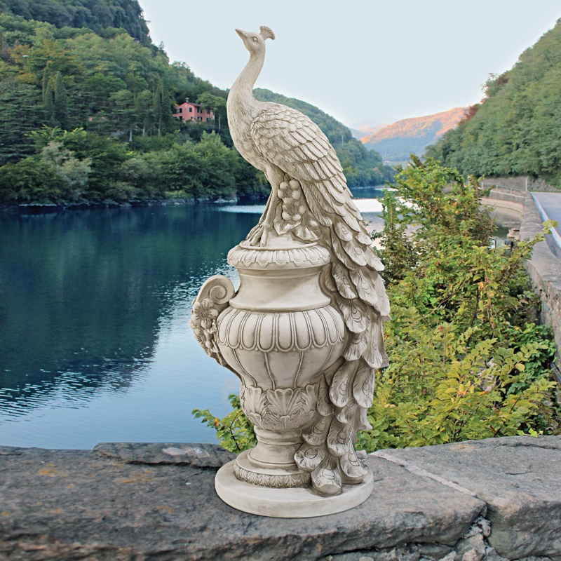 Staverden Castle Peacock on an Urn Garden Statue