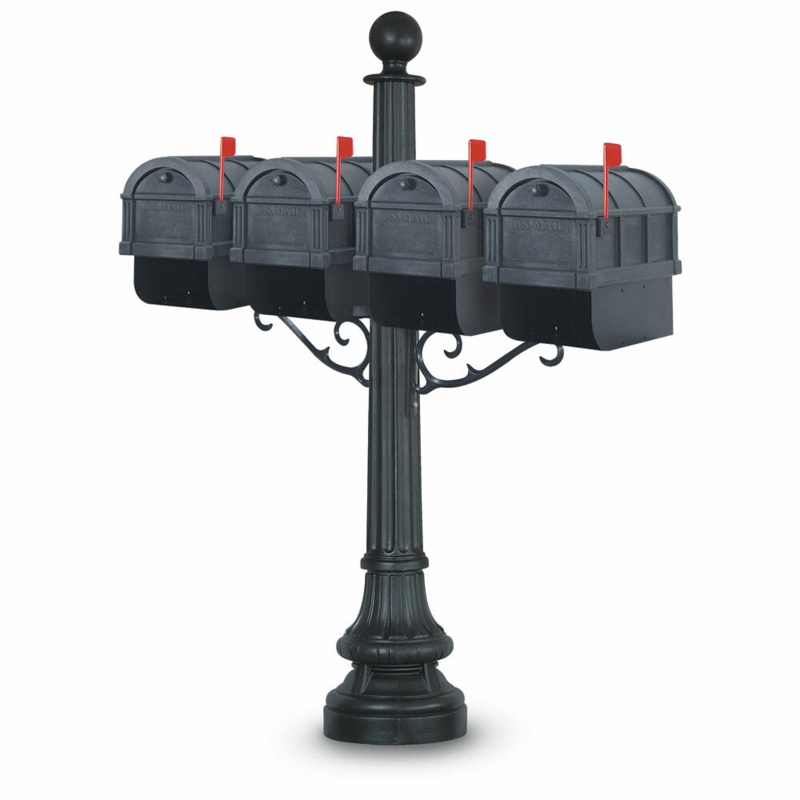 Steel Post Mounted Mailbox with Newspaper Compartment