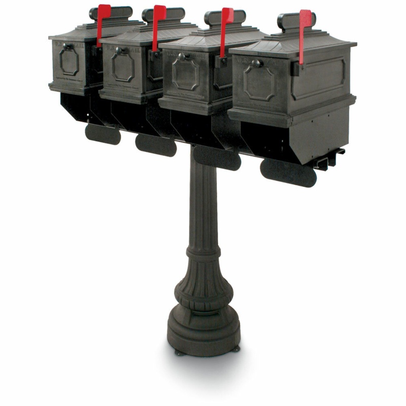 Steel Post Mounted Mailbox with Newspaper Compartment