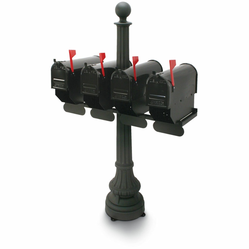 Steel Post Mounted Mailbox with Newspaper Compartment