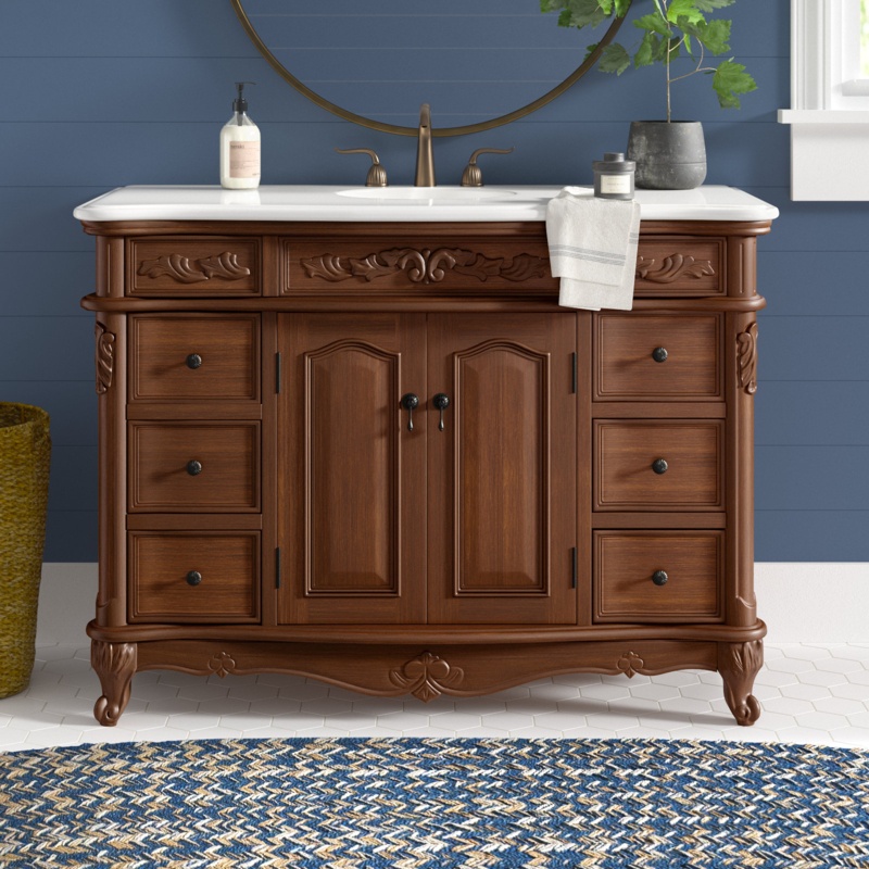 Stepan 48'' Single Bathroom Vanity with Marble Top
