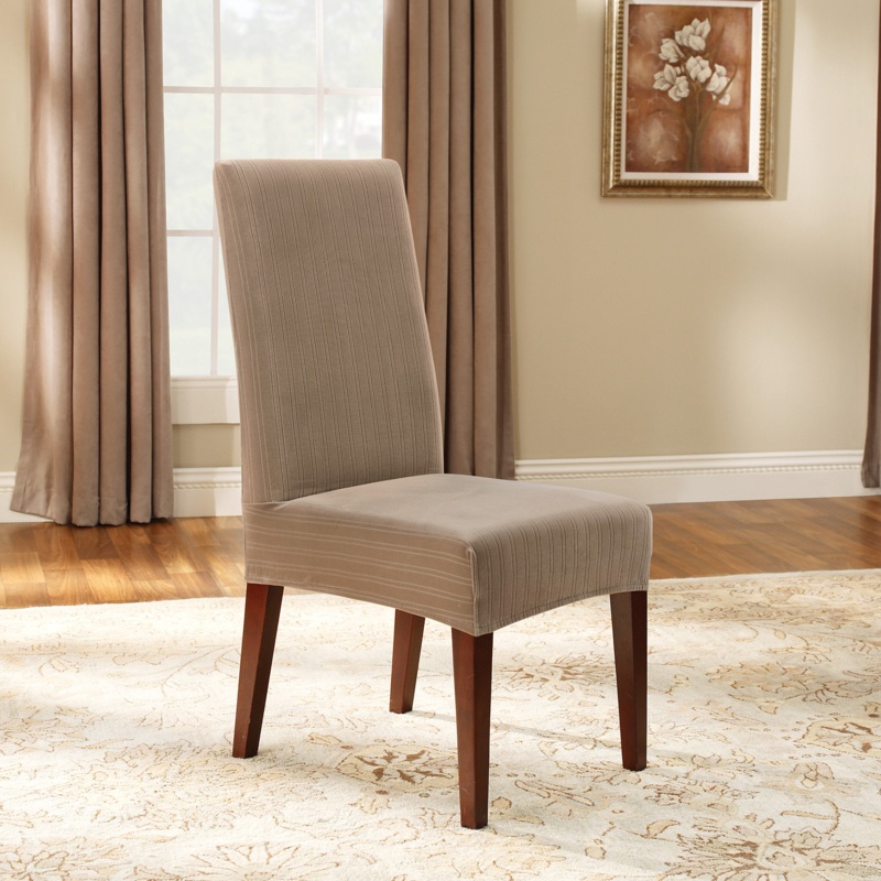 Stretch Pinstripe Box Cushion Dining Chair Slipcover