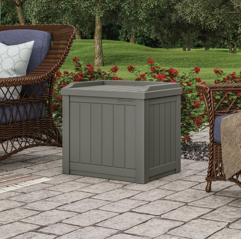 Suncast 22 Gallon Water Resistant Deck Box with Storage Seat
