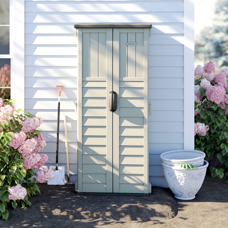 Suncast Outdoor Vanilla 2 ft. 8.25 in. W x 2 ft. 1.50 in. D Resin Vertical Tool Shed