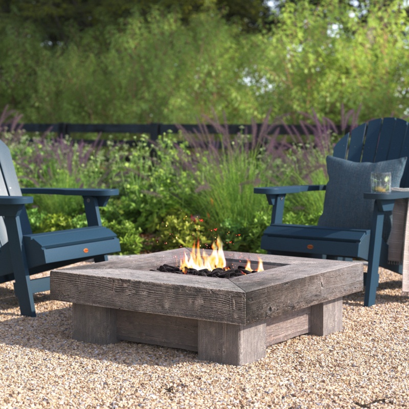 Teamson Home 35" Square Retro Wood Look Gas Fire Pit