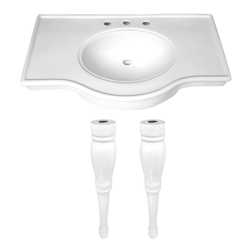 Templeton White Ceramic Rectangular Console Bathroom Sink with Overflow