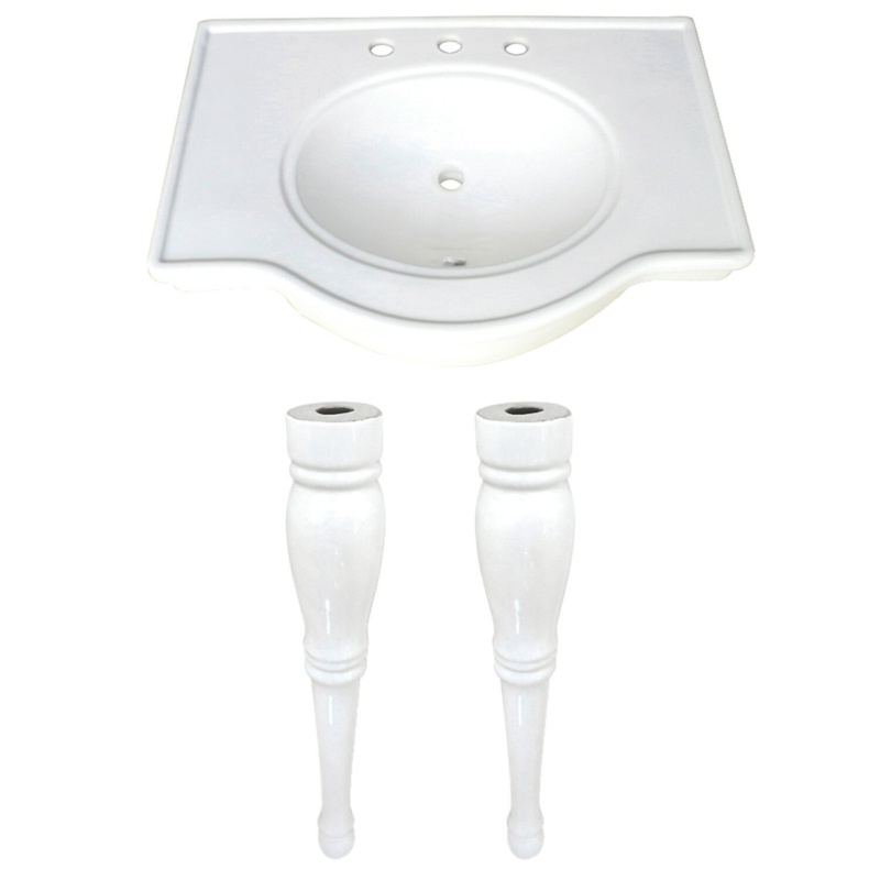 Templeton White Ceramic Rectangular Console Bathroom Sink with Overflow