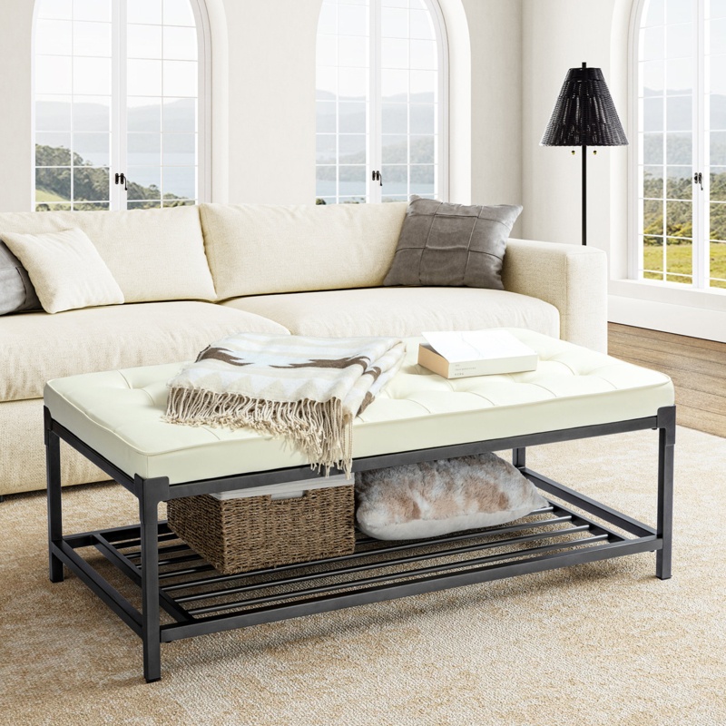 Thebault Button Tufted Coffee Table with Open Storage
