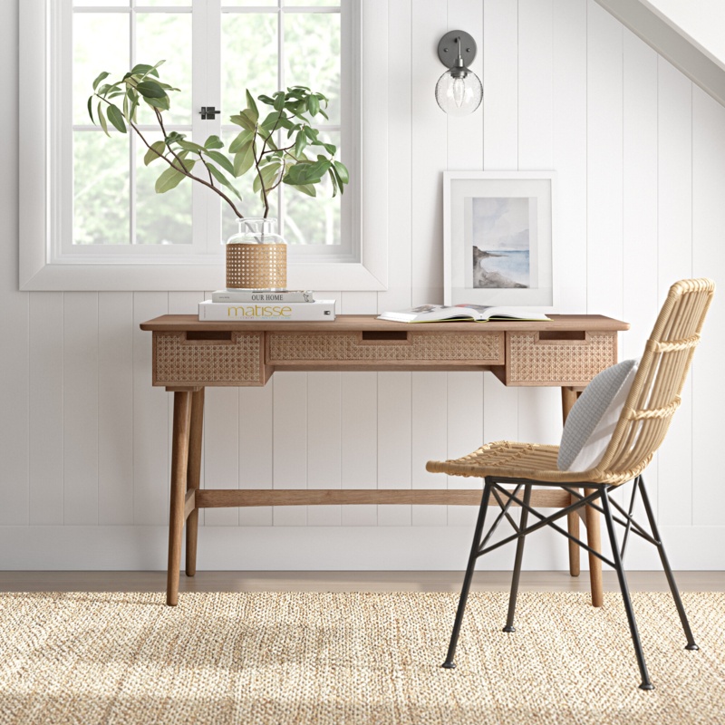 Tobage Cane Drawer Face 51” Desk
