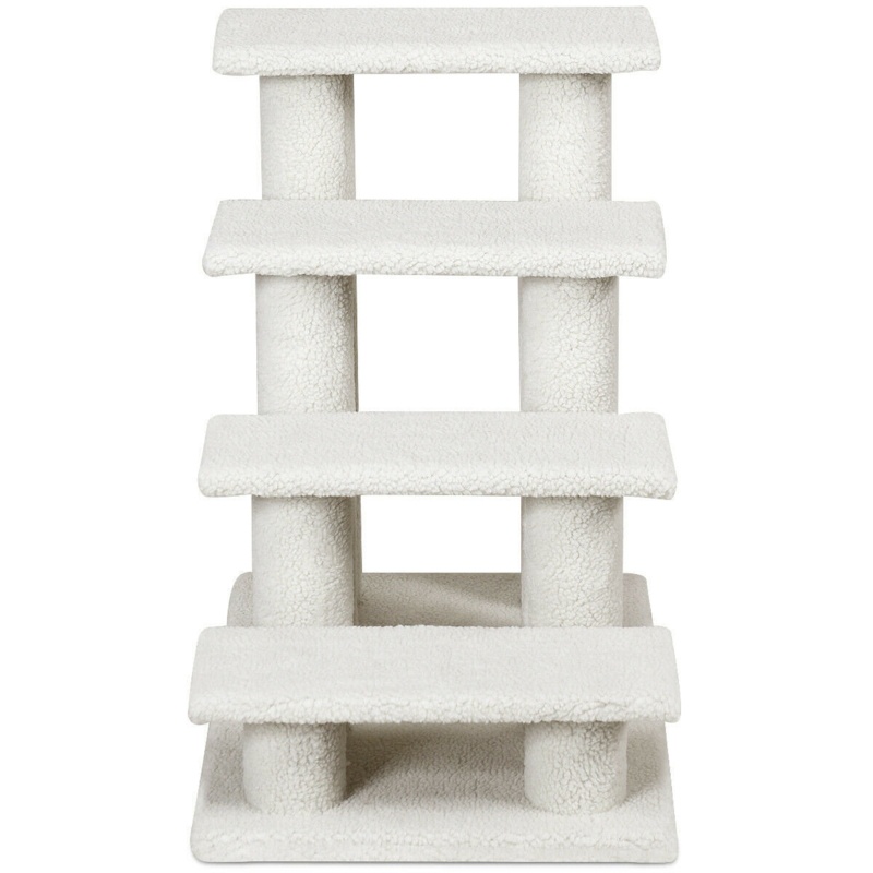 Tucker Murphy Pet™ 24'' 4-step Pet Stairs Carpeted Ladder Ramp 8 Scratching Post Cat Tree Climber