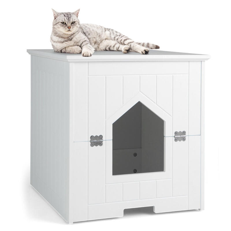 Tucker Murphy Pet™ Cat Litter Box Enclosure W/ Flip Magnetic Half Door Hidden Litter Box Enclosure White