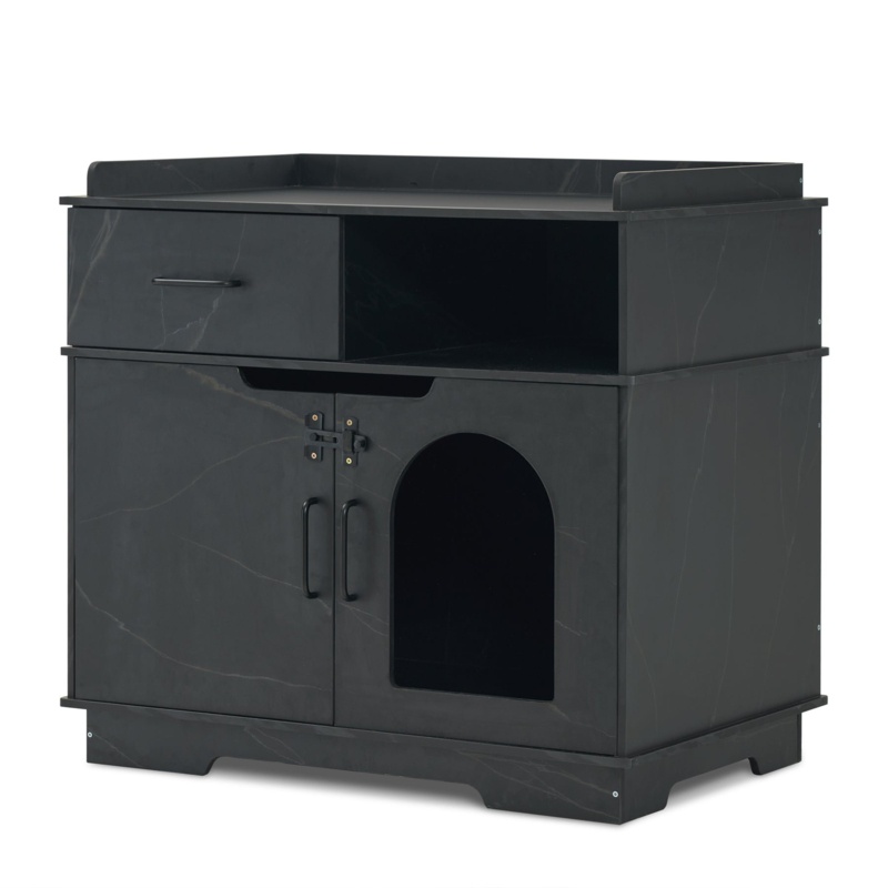 Tucker Murphy Pet™ Cat Litter Box Furniture Hidden With Drawer, XL Pet Enclosed Litter Bench, Wooden Hideaway Extra Large Cat House, Cat Washroom Storage Bench For Indoor Cats CT46