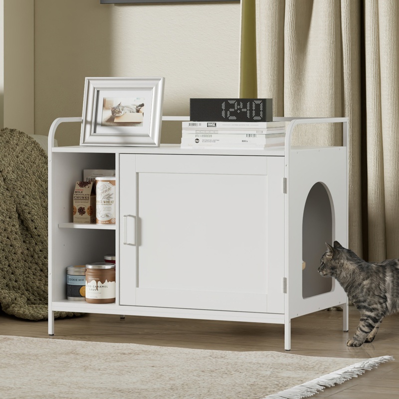 Tucker Murphy Pet™ Hidden Cat Litter Box Enclosure, Cat Litter Box Furniture With Door, Wooden Pet Washroom, Indoor Cat House For Large Cats, Pet Cabinet Furniture As Tv Stand, Storage Cabinet, End Table