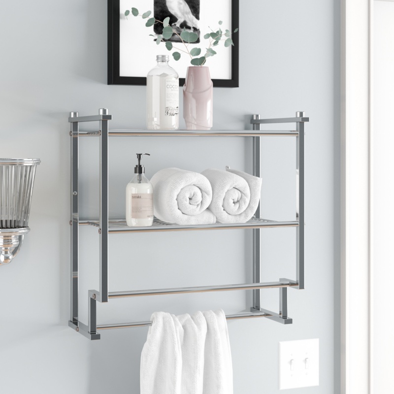 Tulane 2 Piece Metal Tiered Shelf with Towel Bar