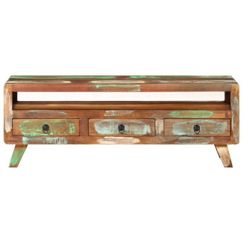 TV Stand Multicolor 43.3" x 11.8" x 15.7" Solid Wood Reclaimed