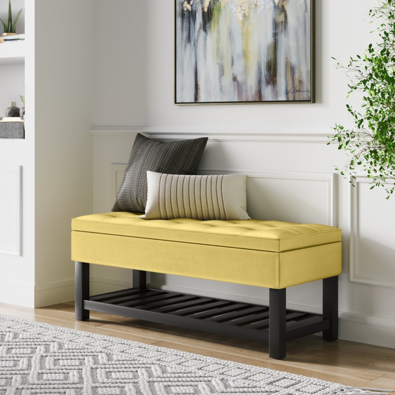 Urda Velvet Upholstered Storage Bench