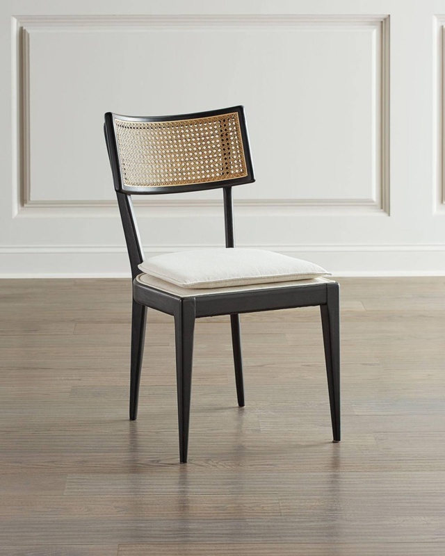 Velvet Solid Wood Side Chair in Black