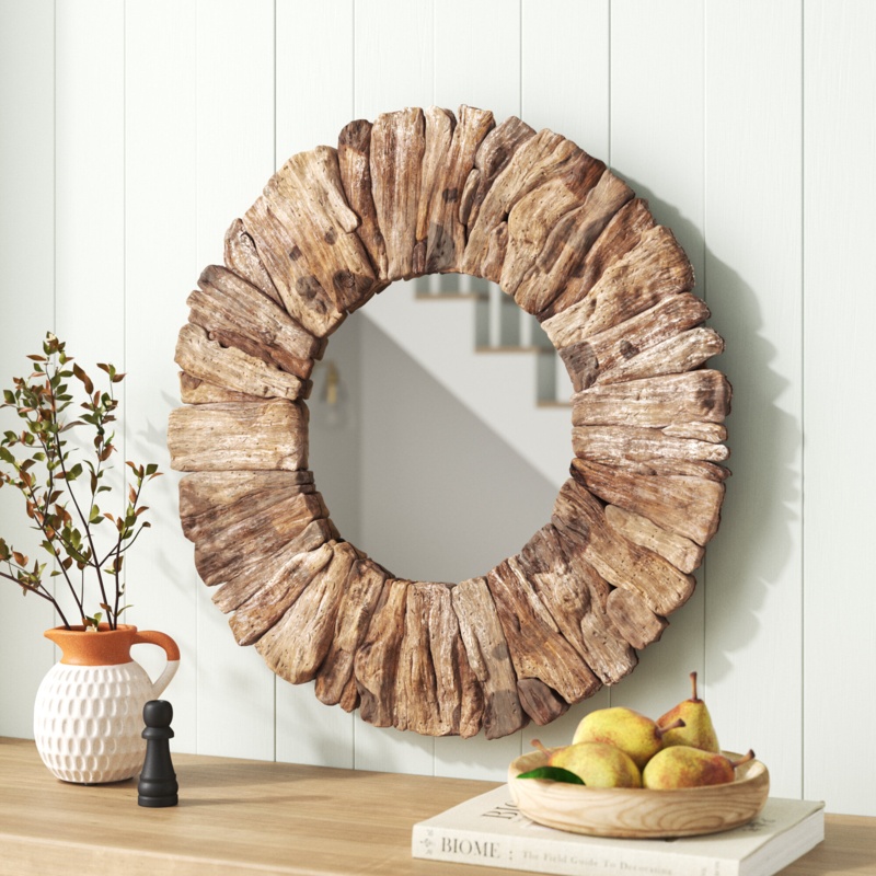 Victoria Round Wood Wall Mirror