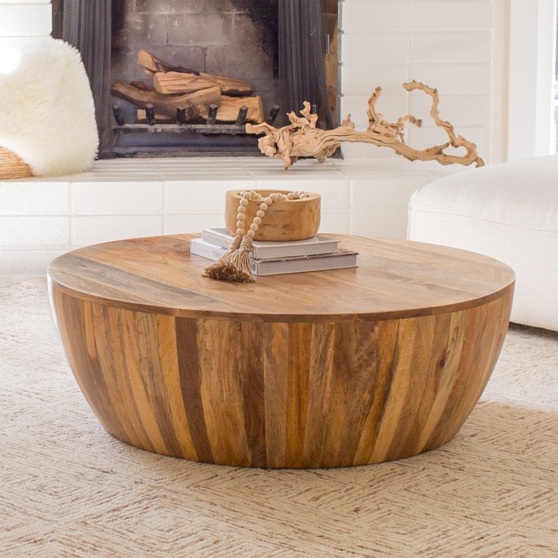 Vivenne Solid Wood Drum Coffee Table