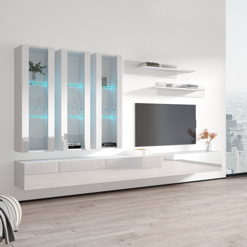 Vredenburgh Floating Entertainment Center for TVs up to 88"