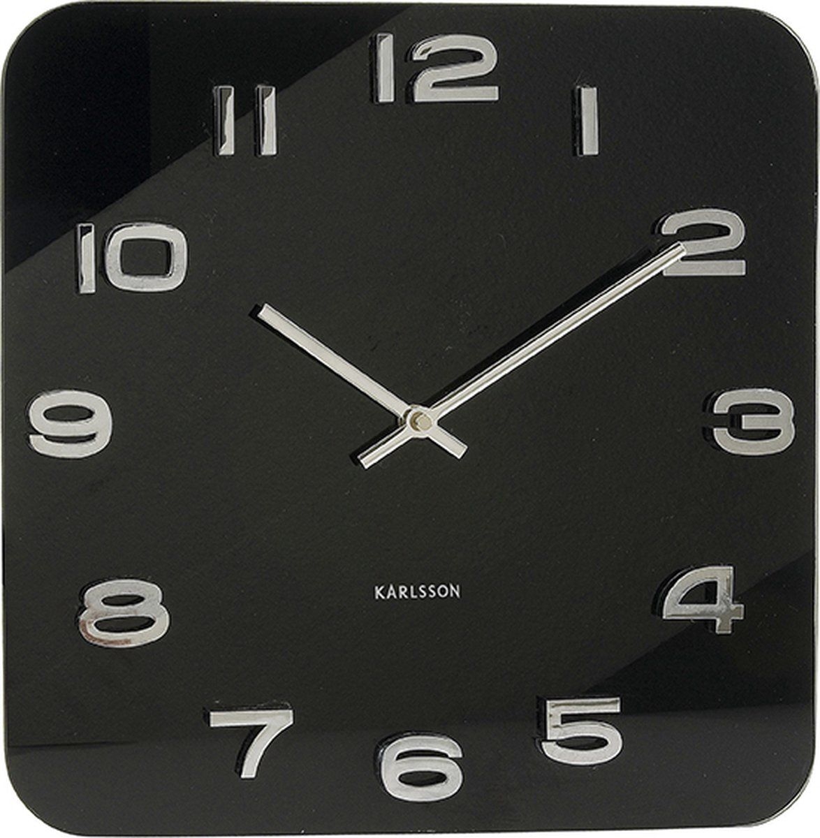 Wandklok Vintage - Zwart glas - 35x35cm