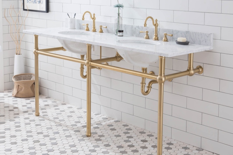Water Creation Embassy 33'' Tall Stone Oval Console Bathroom Sink with Overflow