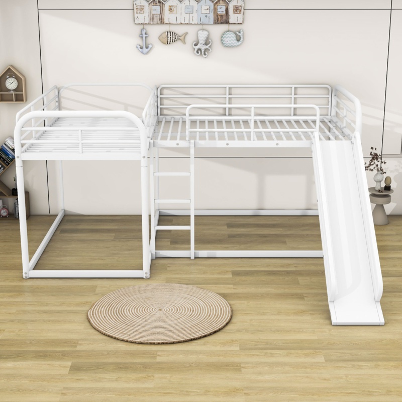 Wava Twin over Twin and Full over Full Metal Bunk Bed with Slide by Isabelle & Max