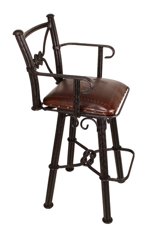 Western Arms w/ Swivel Iron Bar Stool (Bronco Pattern)