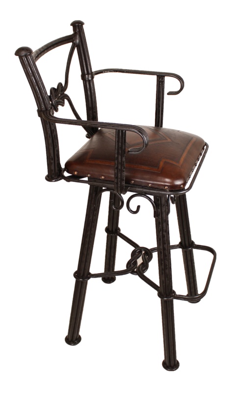 Western Arms w/swivel Iron Bar Stool (Diamond Pattern)