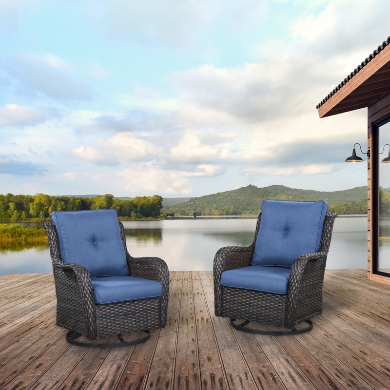 Wicker Rattan Swivel Patio Chairs