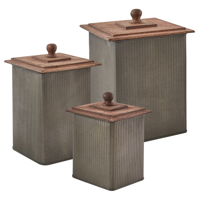 Williston Forge Norwood Canisters With Wood Lids Set