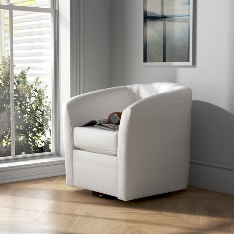Wilmore Vegan Leather Swivel Barrel Chair