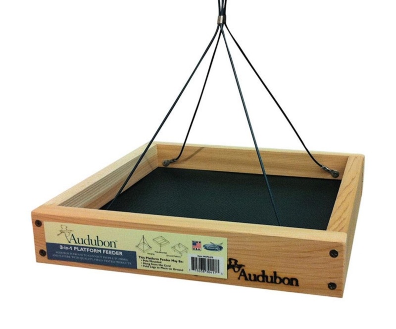 Wood Hanging Tray Bird Feeder