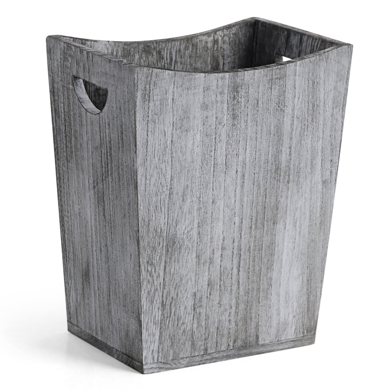 Wood Trash Can Rustic Farmhouse Wastebasket Bin