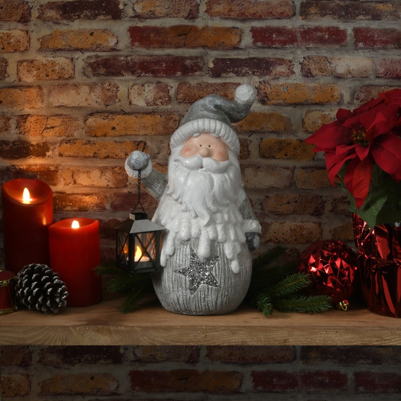 Woodcut Santa Candleholder Figurine