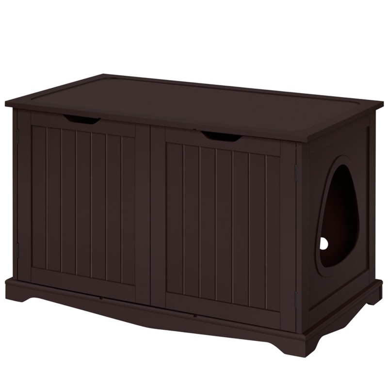 Wooden Cat Litter Box Enclosure With Divider