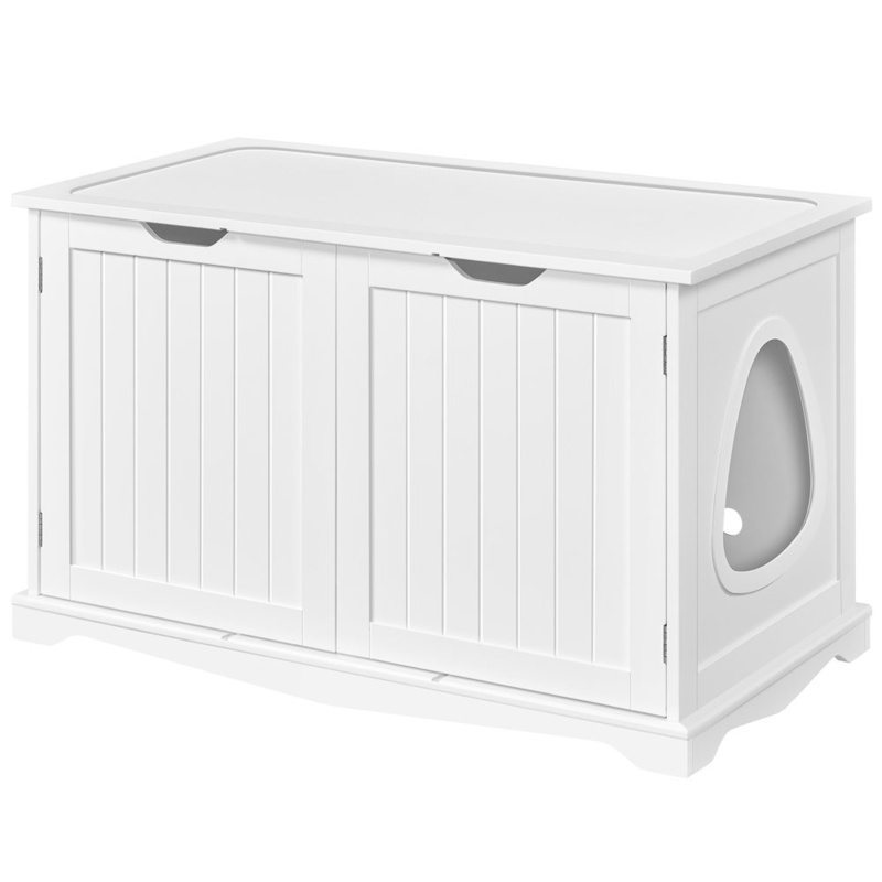 Wooden Cat Litter Box Enclosure With Divider