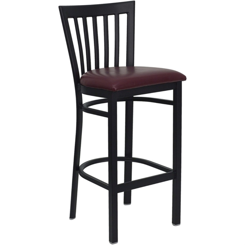 Worley School House Back Metal Restaurant Barstool with Vinyl Seat