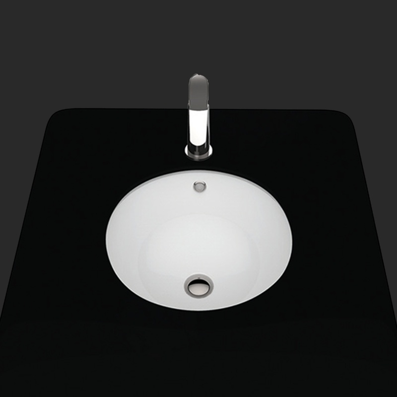 WS Bath Collections 17.3'' Glossy White Ceramic Circular Undermount Bathroom Sink with Overflow