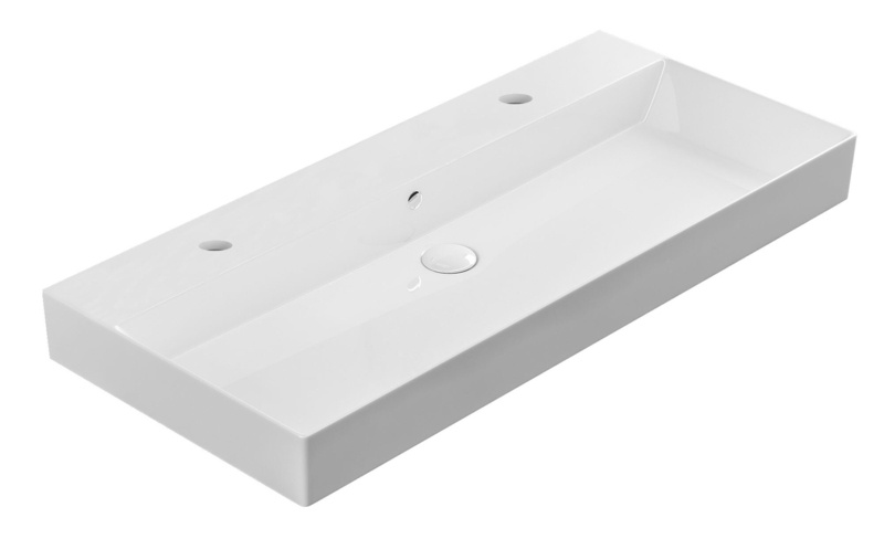 WS Bath Collections Energy 17.9'' Glossy White Ceramic Rectangular Wall Mount Bathroom Sink with Overflow