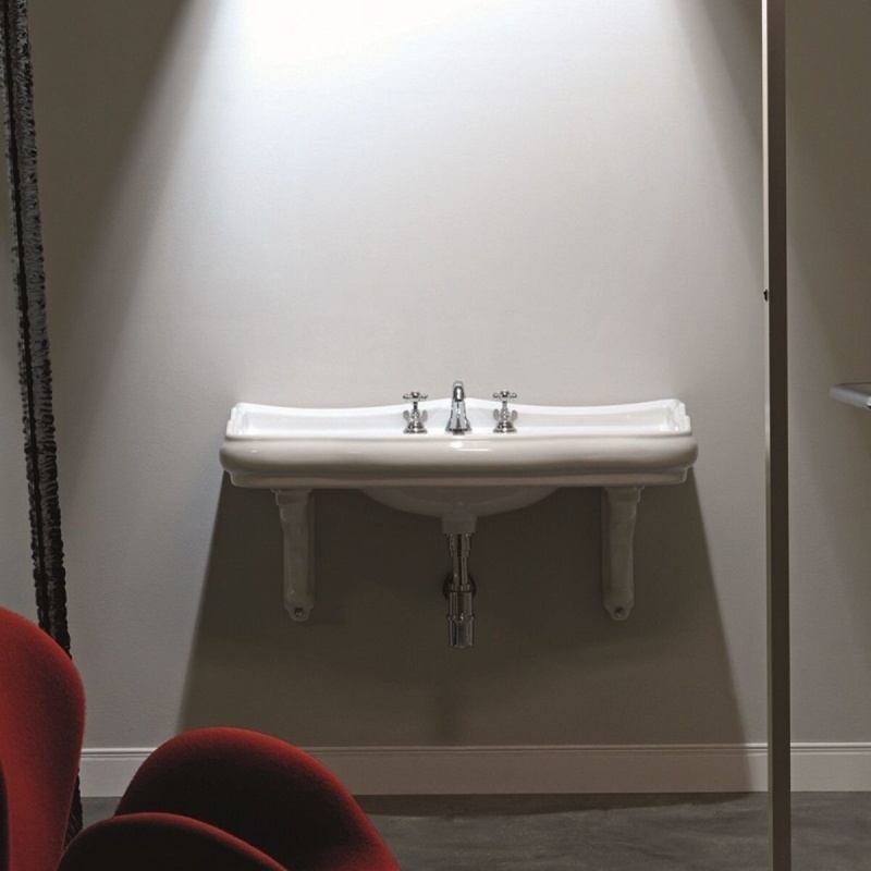 WS Bath Collections Retro 21.5'' White Ceramic Specialty Wall Mount Bathroom Sink with Overflow