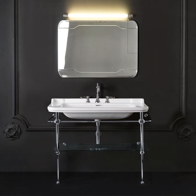 WS Bath Collections Waldorf Ceramic Rectangular Console Bathroom Sink with Overflow