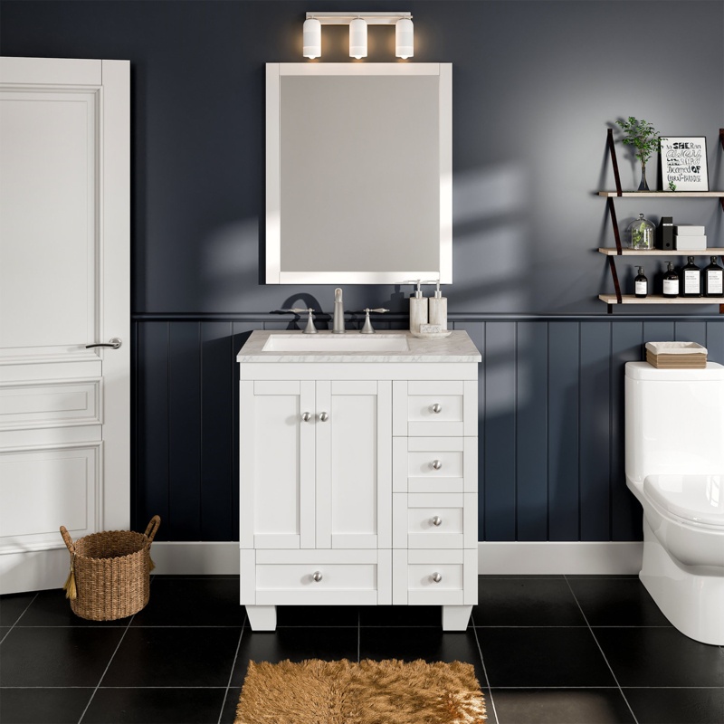 Yena 30'' Single Bathroom Vanity with Marble Top