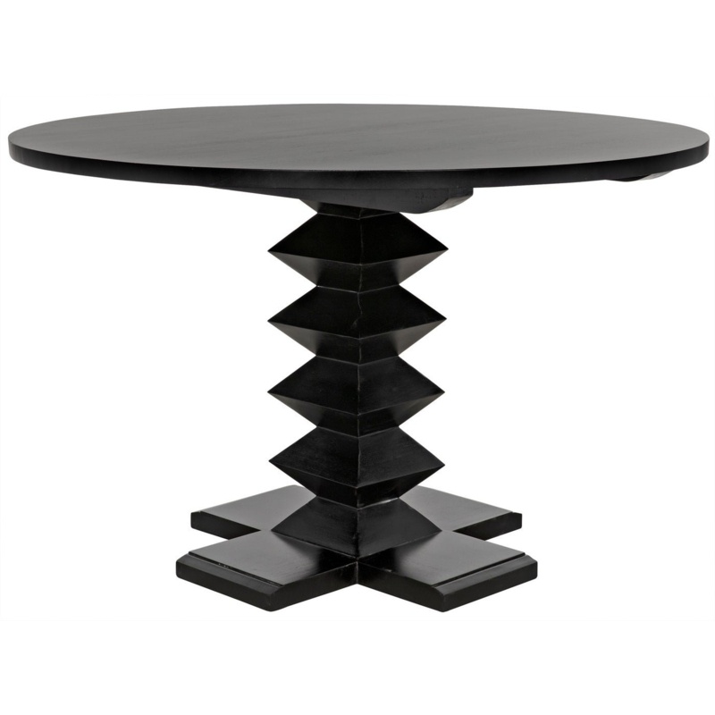 Zig-Zag Round Solid Wood Dining Table