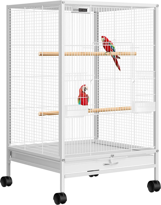 Zora 30.4'' Steel Flat Top Bird Cage with Wheels