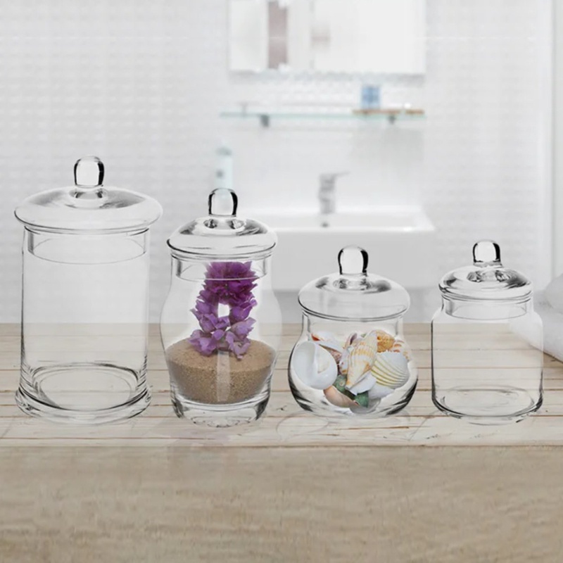 Zumra Glass 4 Piece Bathroom Storage Container Set