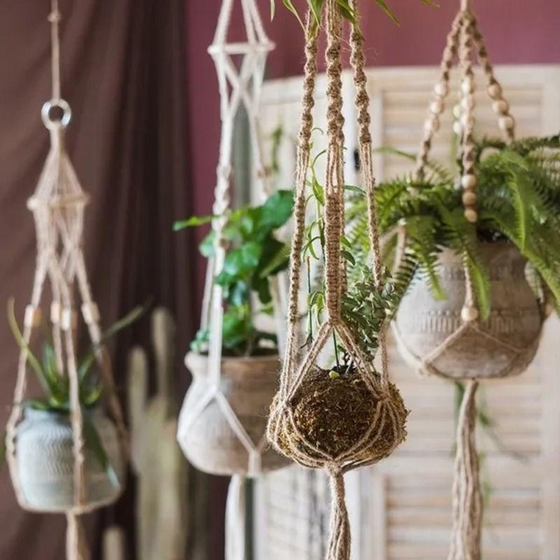 1pc, Hanging Planter Flowerpot Plant Holder Macrame Plant Hanger Wall Plant Holder Hanging Basket Flower Basket Balcony Decorations